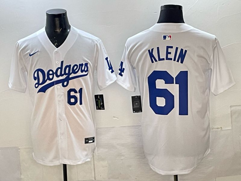 Men 2025 Nike Los Angeles Dodgers #61 Klein White Game MLB Jersey 02->los angeles dodgers->MLB Jersey